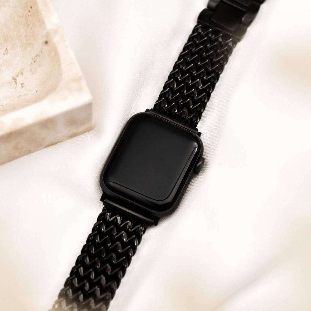 BLACK LV APPLE WATCH STRAP BAND (Size: 42mm, 44mm, 45mm)