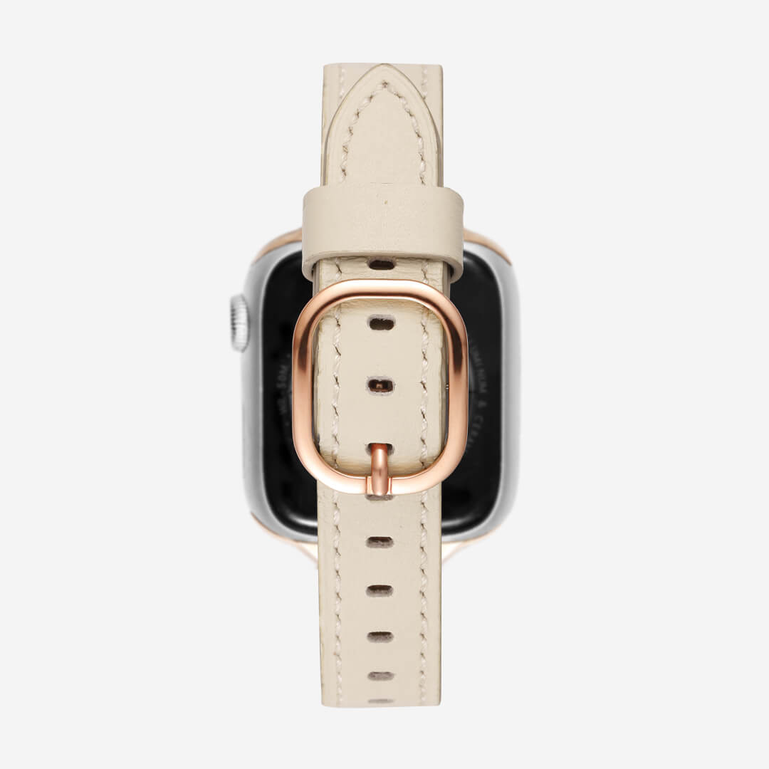 Copenhagen Leather Apple Watch Band - Alabaster / Vintage Rose Gold