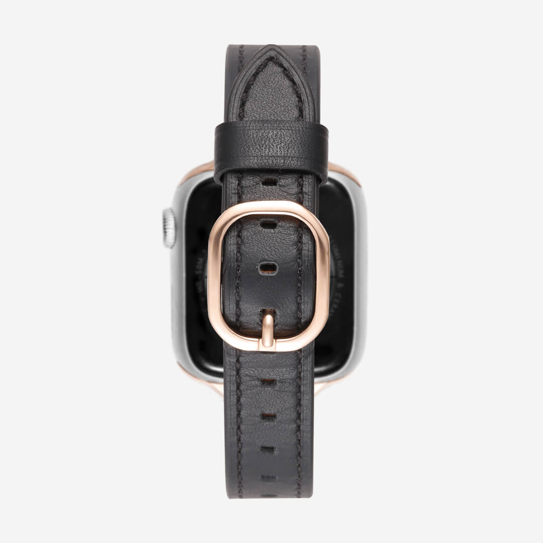 Copenhagen Leather Apple Watch Band - Black / Vintage Rose Gold