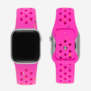 Speckled Silicone Sports Apple Watch Band - Hot Pink