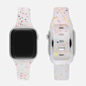 Speckled Slim Silicone Apple Watch Band - Jelly White