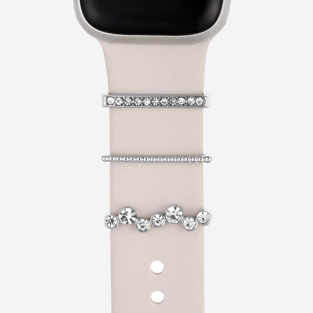 Crystal Bubble Apple Watch Bar Set - Silver