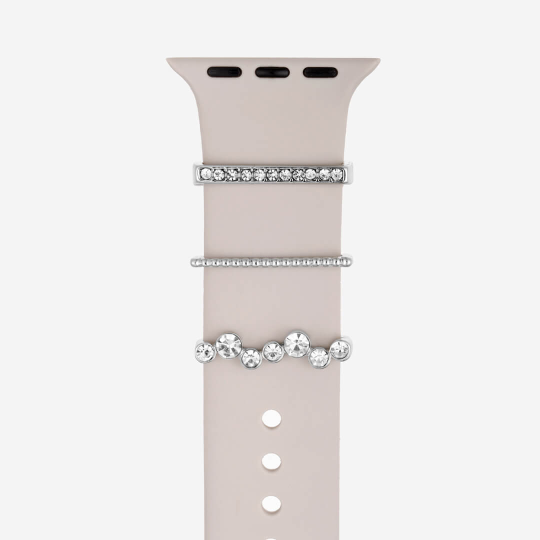 Crystal Bubble Apple Watch Bar Set - Silver