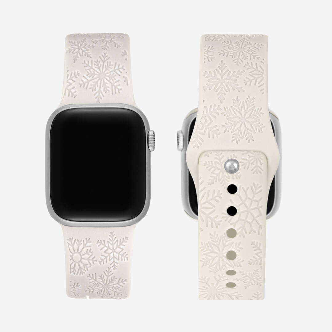 Engraved Silicone Apple Watch Band - Snowflake 