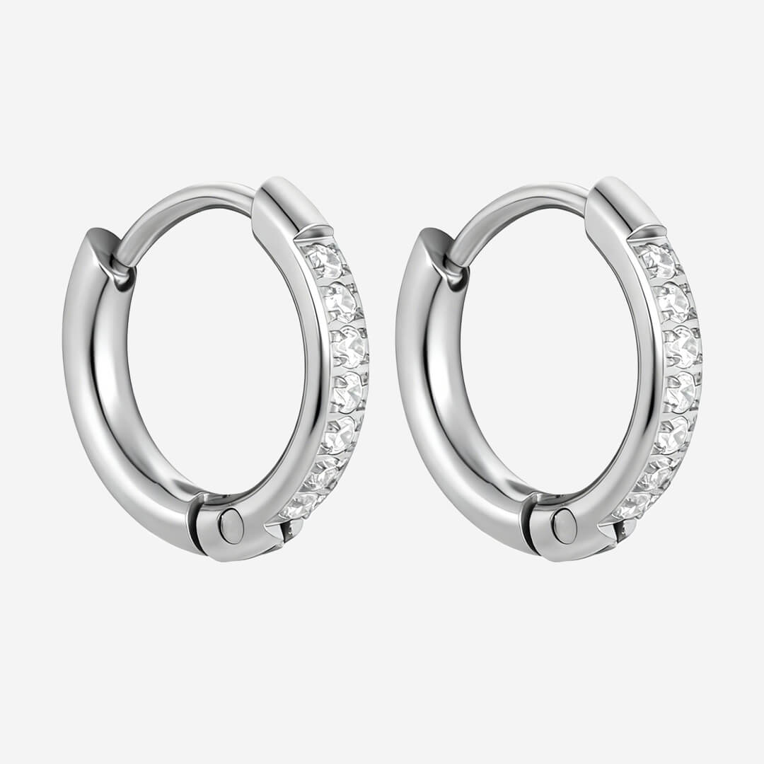 Giselle Crystal Huggie Earrings - Silver