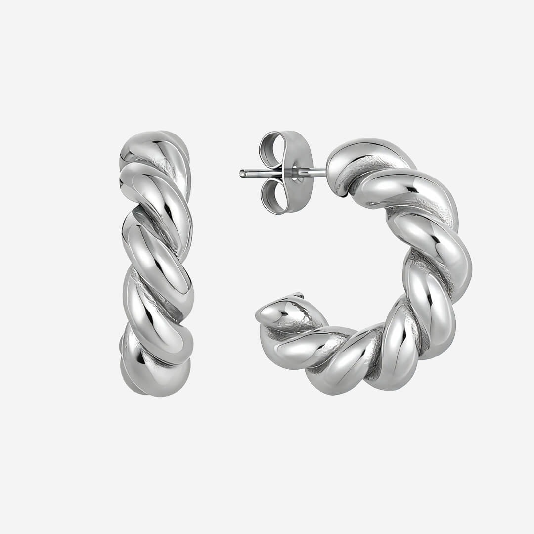 Imogen Twist Hoop Earrings - Silver