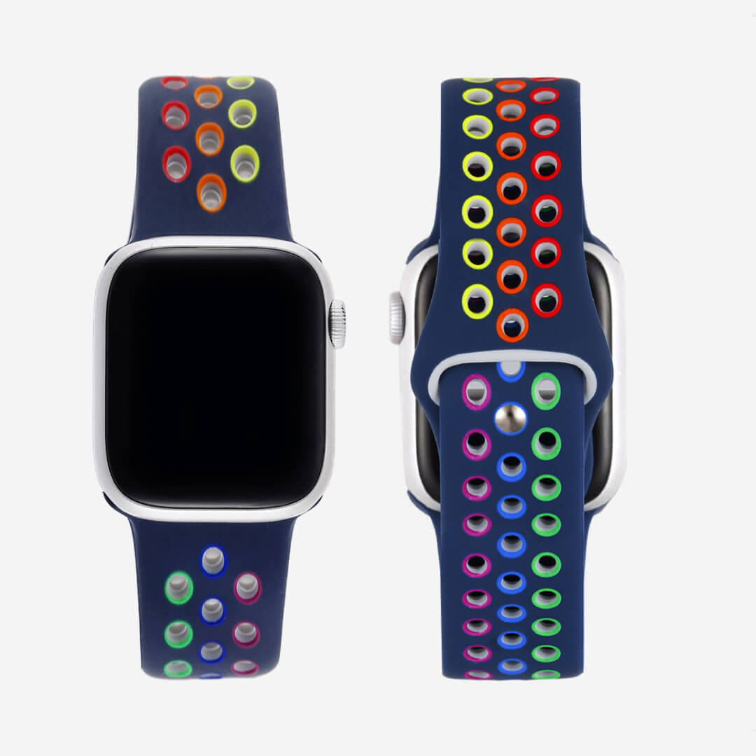 Silicone Sports Apple Watch Band - Midnight/Pride