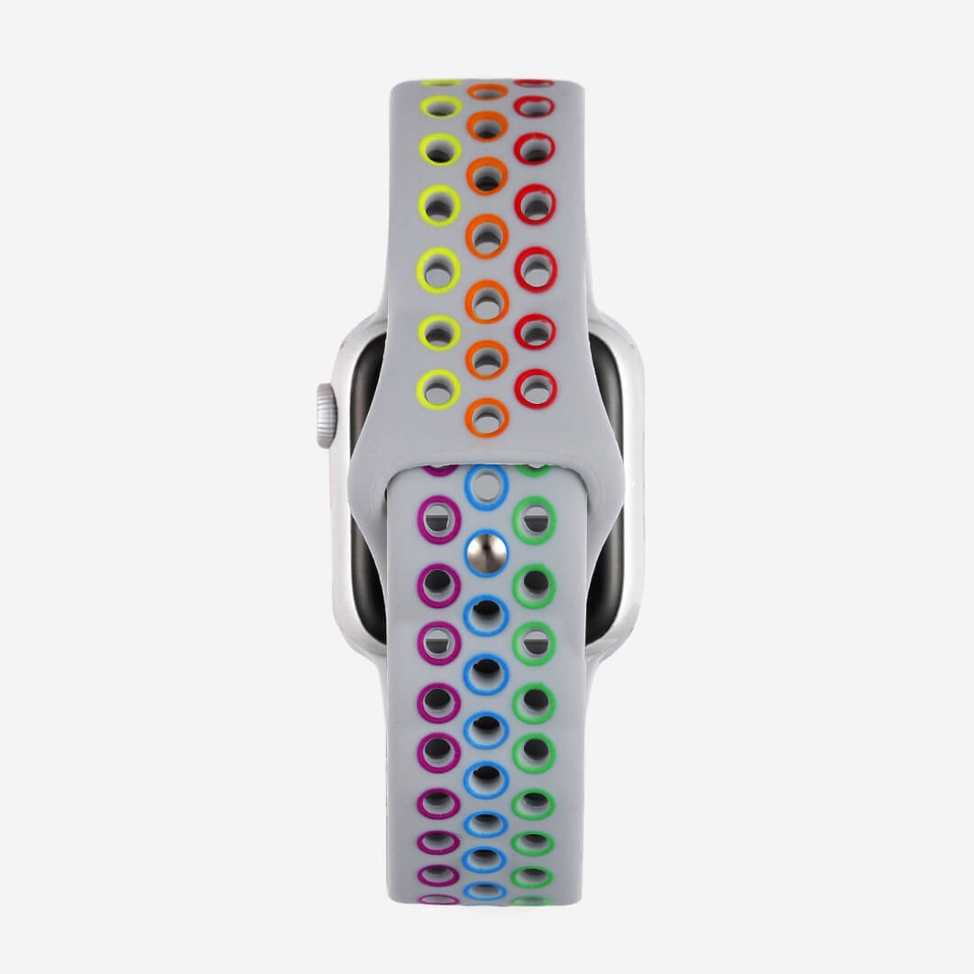 Silicone Sports Apple Watch Band - Stone/Pride