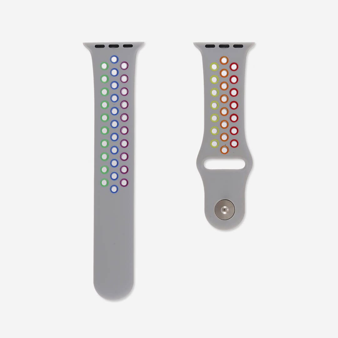 Silicone Sports Apple Watch Band - Stone/Pride