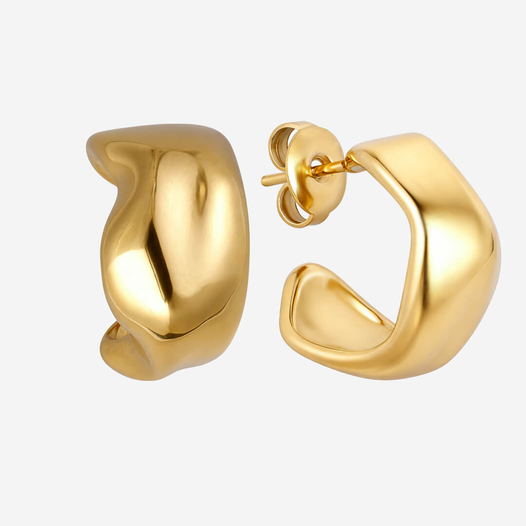Zoe Molten Hoop Earrings - Gold