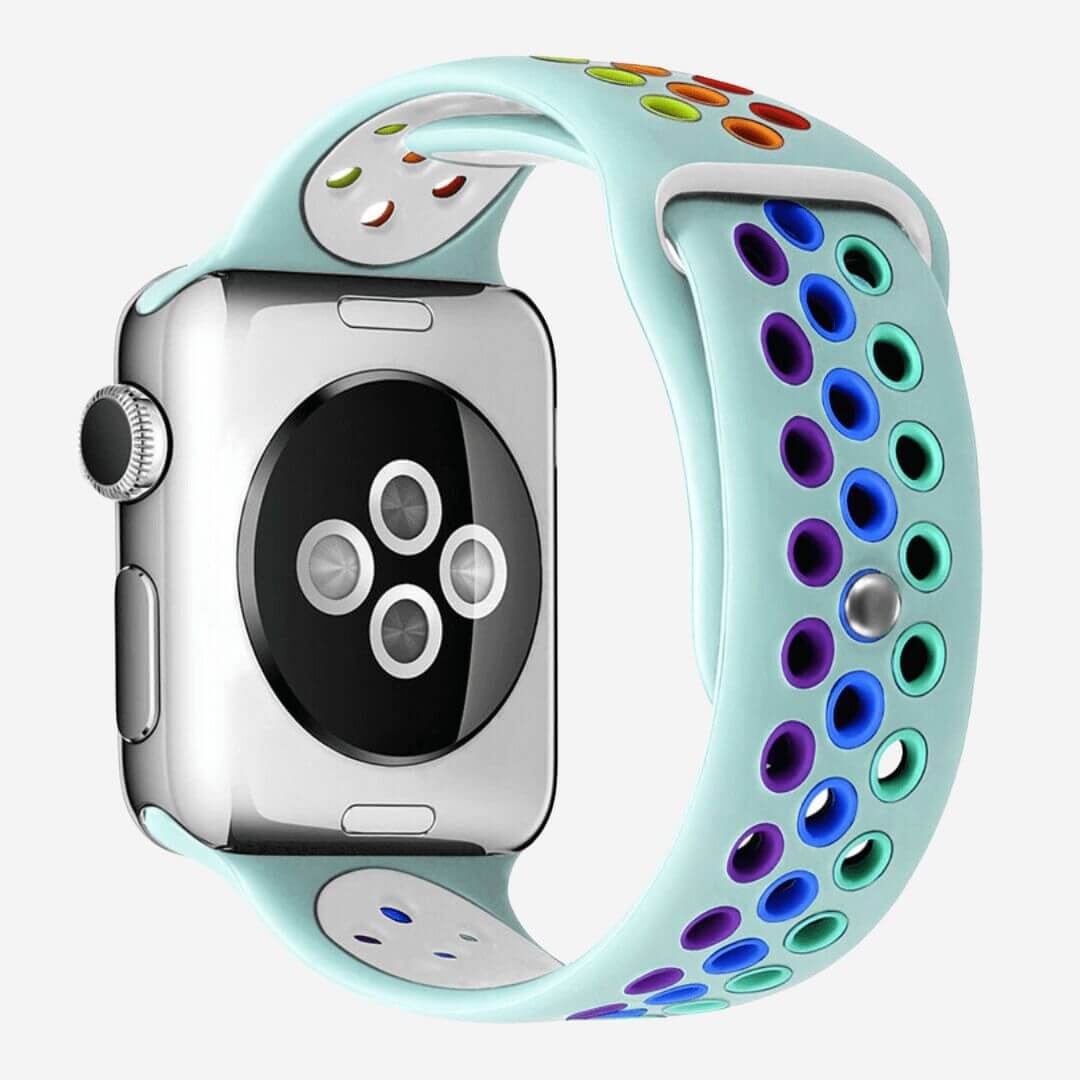 Silicone Sports Apple Watch Band - Aqua/Pride