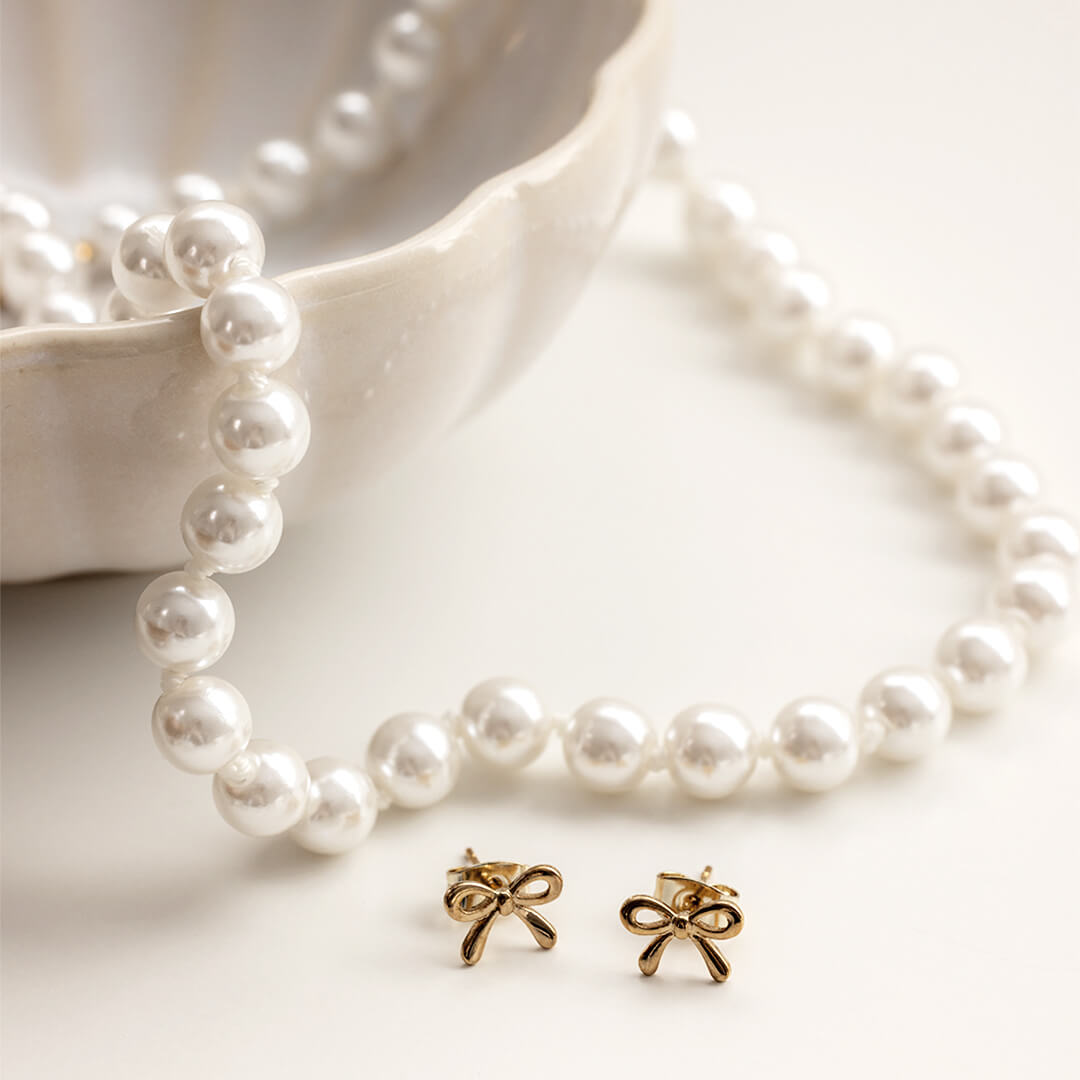 Bella Bow Stud Earrings - Gold
