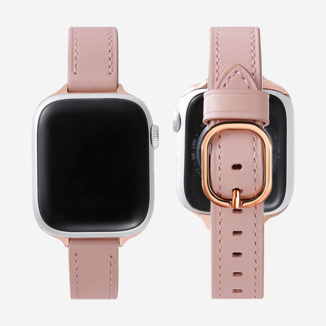 Copenhagen Leather Apple Watch Band - Pink / Vintage Rose Gold