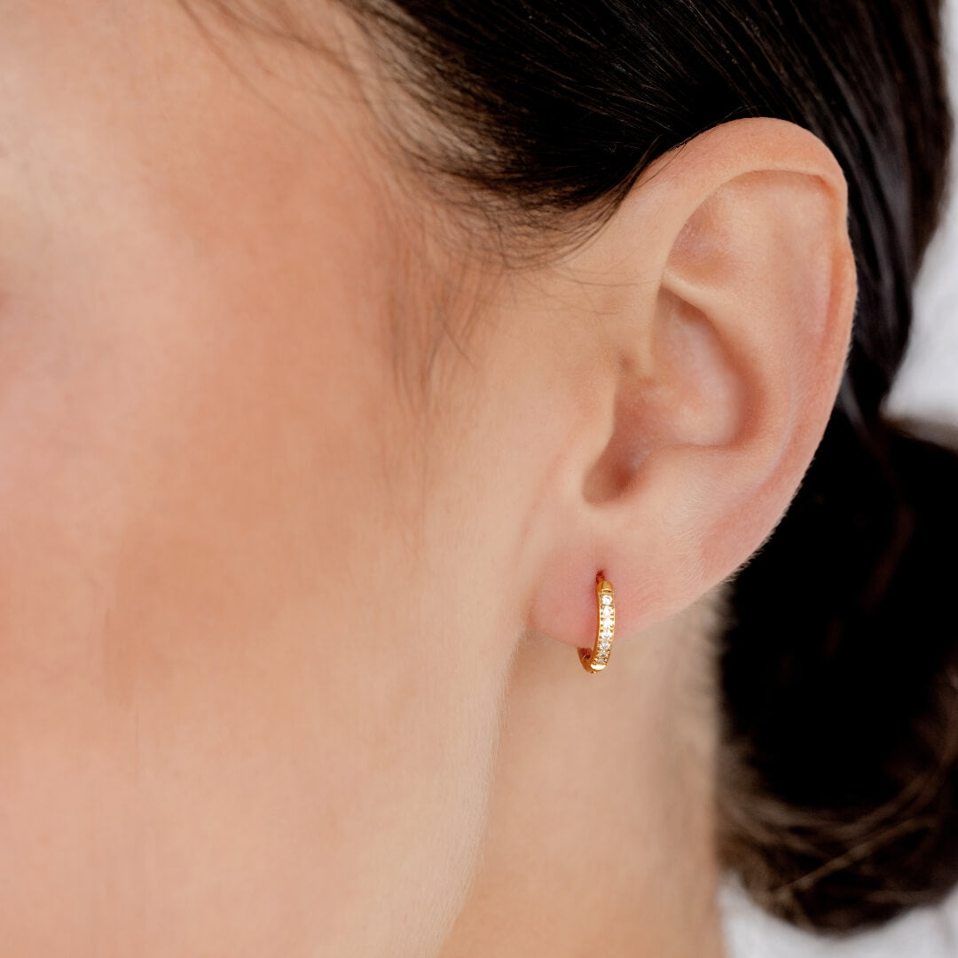 Giselle Crystal Huggie Earrings - Gold