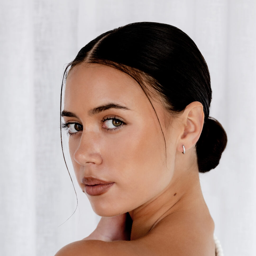 Giselle Crystal Huggie Earrings - Silver
