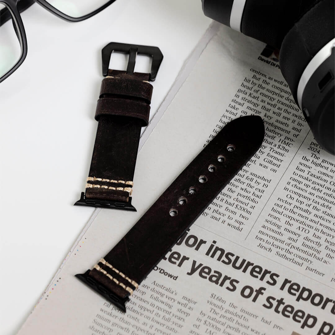 Italian Vintage Leather Apple Watch Band - Rust