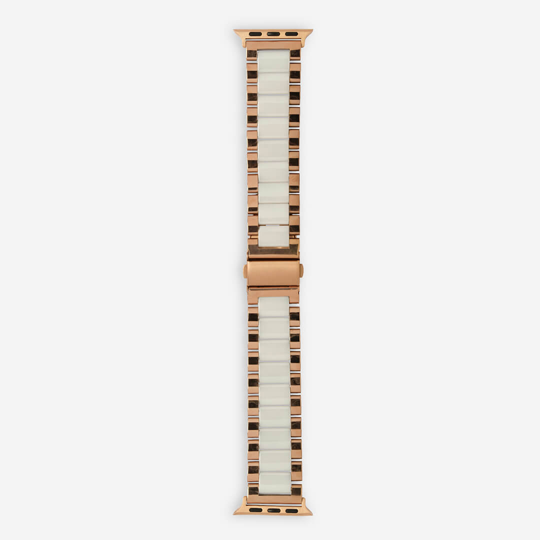 Lisbon Apple Watch Band - Vintage Rose Gold / White