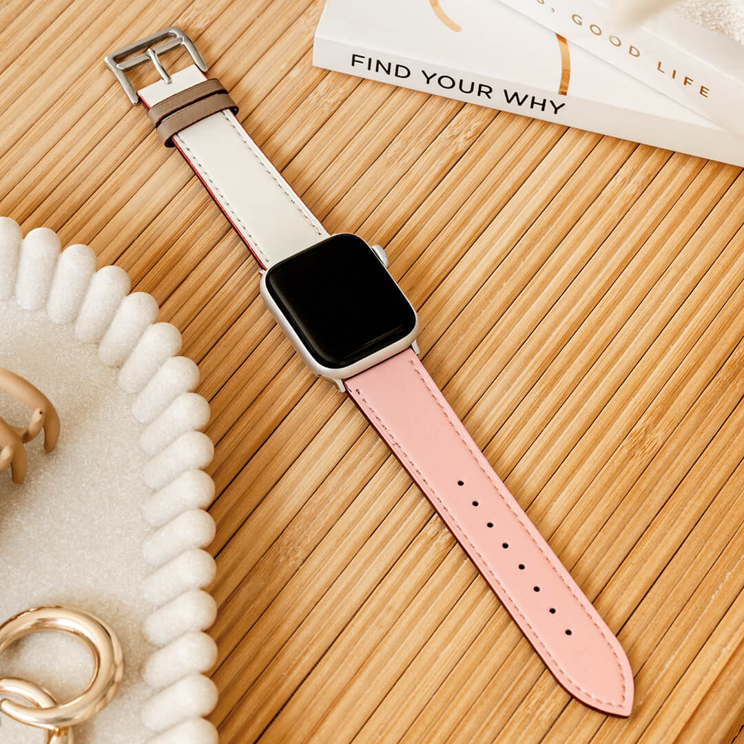 Oxford Classic Apple Watch Band - Vanilla &amp; Strawberry