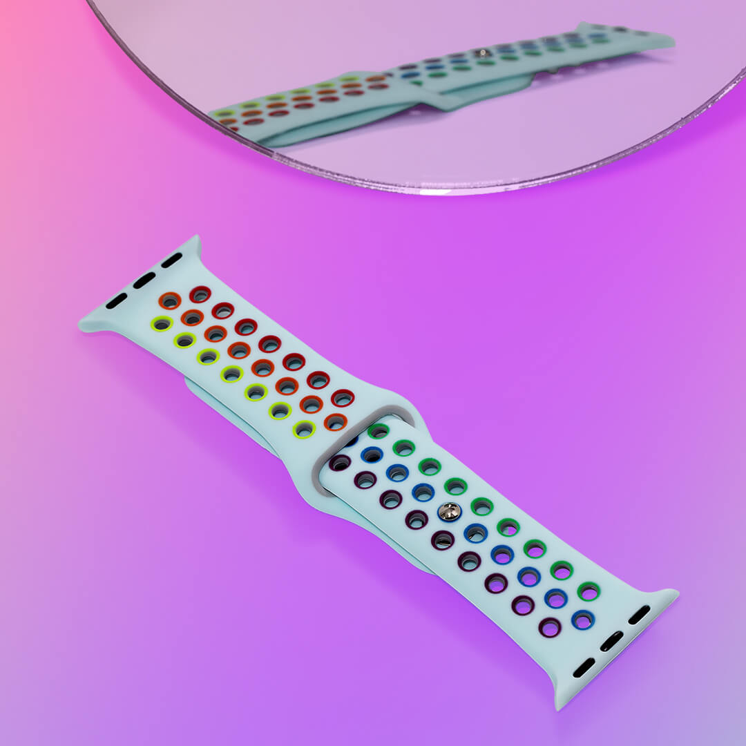 Silicone Sports Apple Watch Band - Aqua/Pride