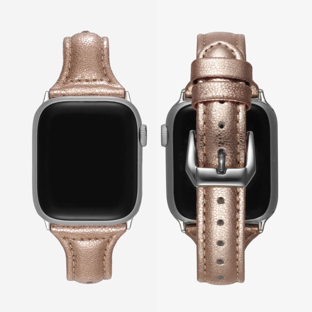 Slim Leather Apple Watch Band - Rose Gold