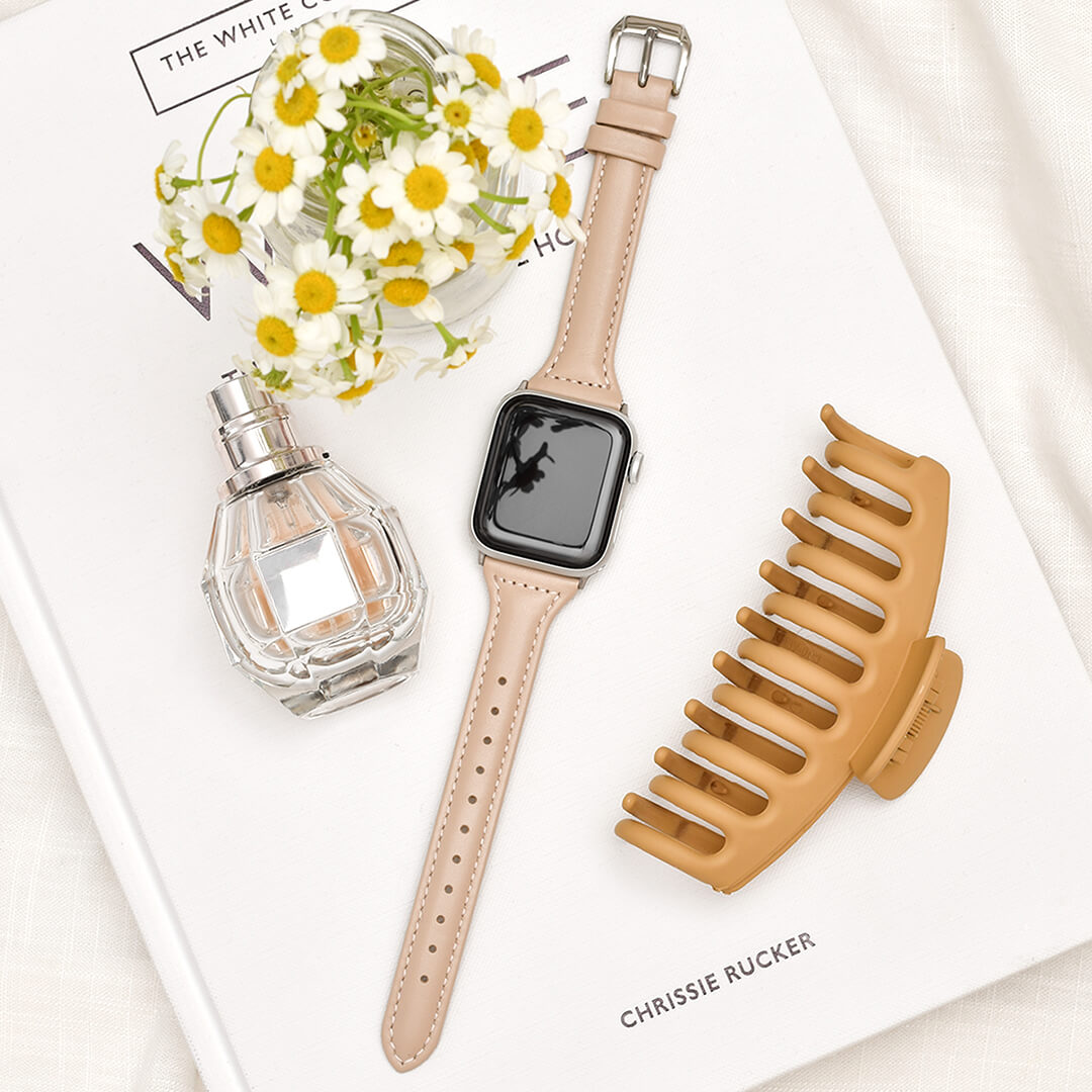 Slim Leather Apple Watch Band - Oatmeal