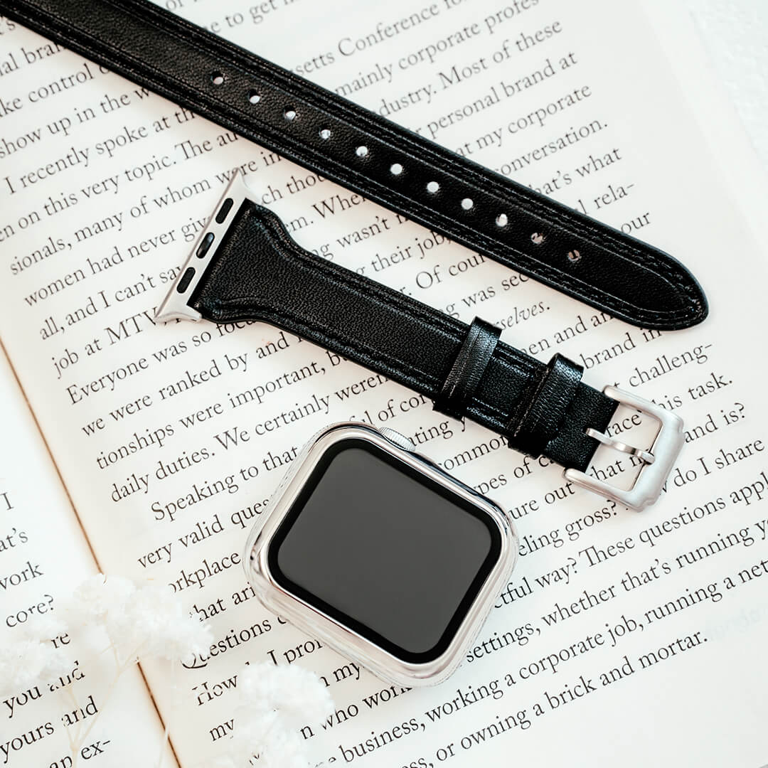 London Double Tour Leather Apple Watch Band - Liquorice