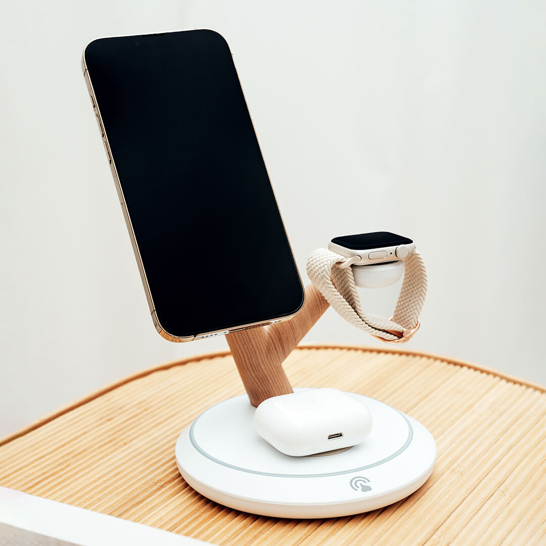 Toronto 3 in 1 Charging Dock - White/Oak