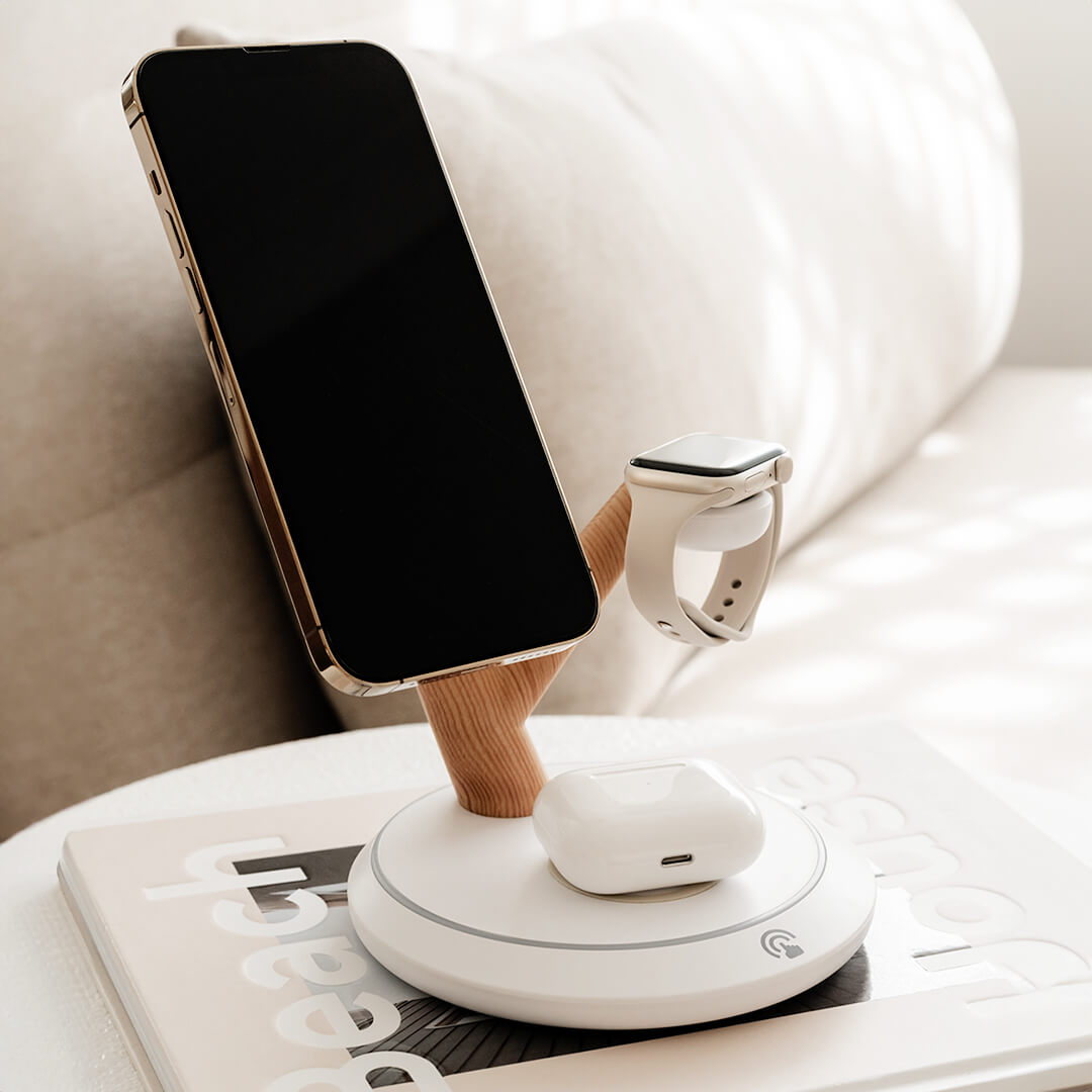 Toronto 3 in 1 Charging Dock - White/Oak