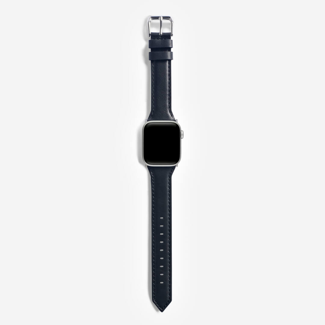 Slim Leather Apple Watch Band - Black